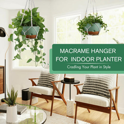 montresor Set of 2-10 Inch Hanging Planters and 5 Pack Green 5/5.5/6/6.5/7 Inch Self-Watering Pots Set