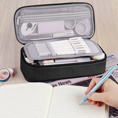 WEMATE Pencil Case, Large Storage Organizer, Makeup Bag, Teacher Must - have, Big Pencil Pouch, Marker Case for College (Light Pink)