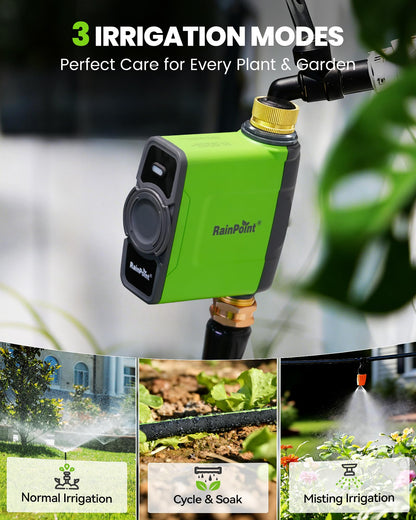 RAINPOINT WiFi Water Timer for Garden Hose, WiFi Sprinkler Controller, Smart Hose Timer Valve, Automatic Drip Irrigation System/Rain Delay for Garden/Lawn/Yard (Brass Inlet & Outlet, No Gateway)