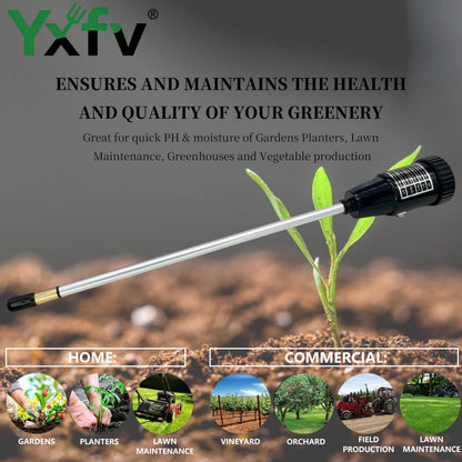 YXFV 2-in-1 Soil PH Tester Gardening Tool, Soil Moisture & Light Meter with Long 11.6’’ Probe, No Battery Needed, for Garden, Lawn, Farm, Indoor & Outdoor Plants Care