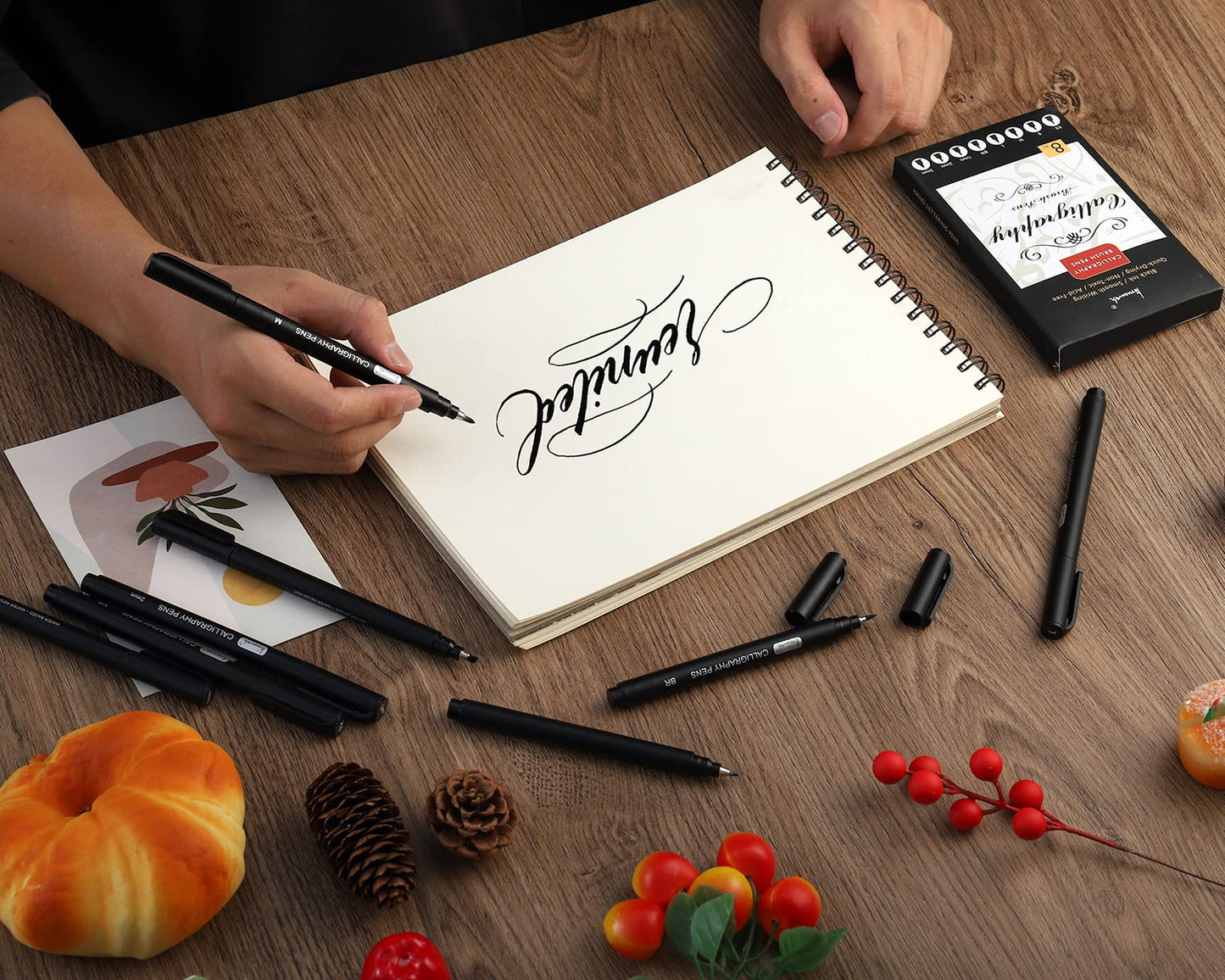 Brusarth Calligraphy Pens,8 Size Calligraphy Pens for Writing,Brush Pens Calligraphy Set for Beginners, Hand Lettering Pens