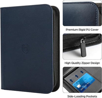 Card Binder 12 Pocket with Zipper, 816 Pockets Trading Card Holder Book, Premium PU Cover Zip Folder Binder, Side Loading Carrying Case Binder Album for TCG, MTG, Sports Cards, Game Cards