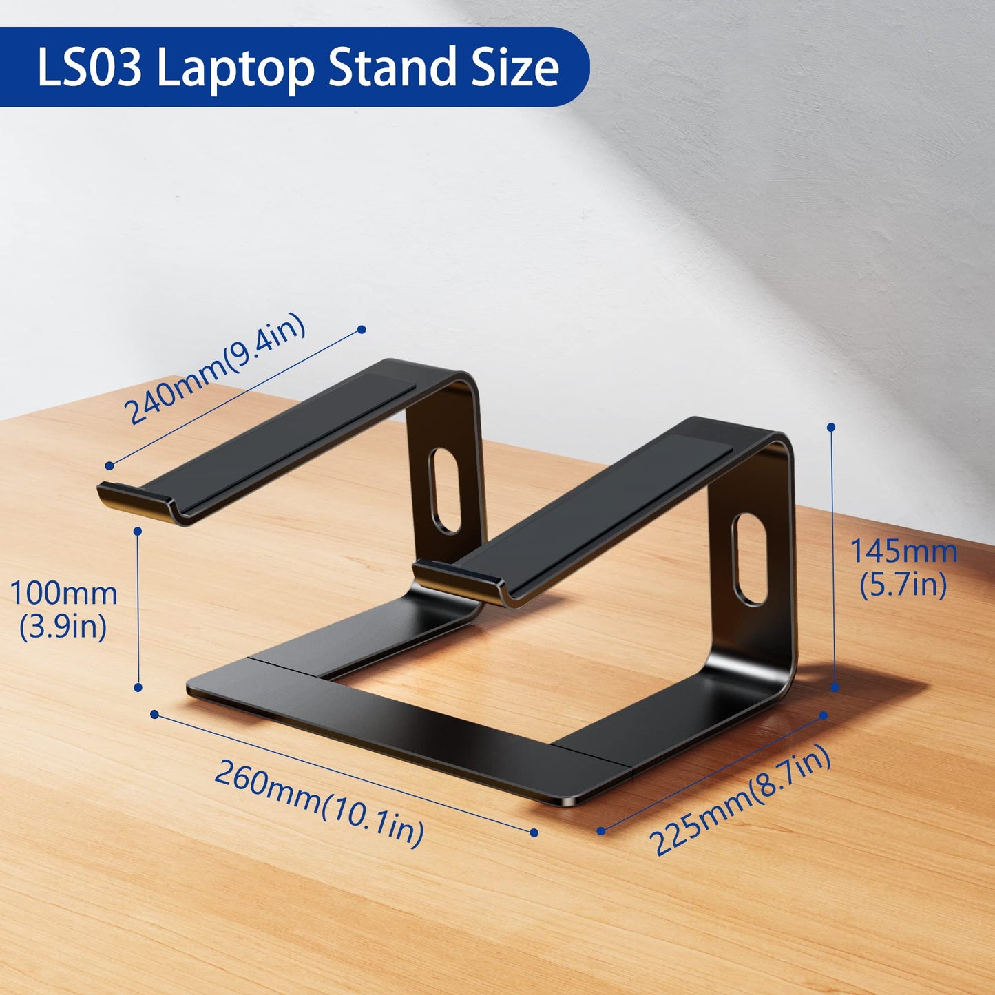 BESIGN LS03 Aluminum Laptop Stand, Ergonomic Detachable Computer Stand, Notebook Riser, Laptop Mount Compatible with Air, Pro, Dell, HP, Lenovo More 10-15.6" Laptops, Black