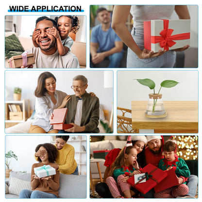 PATIKIL Plant Propagation Station Glass Vases, 2 Pcs Desktop Trapezoid Planter Terrarium Vase with Wooden Tray & Lid for Hydroponic Office Home Decor Plants Indoor, Brown