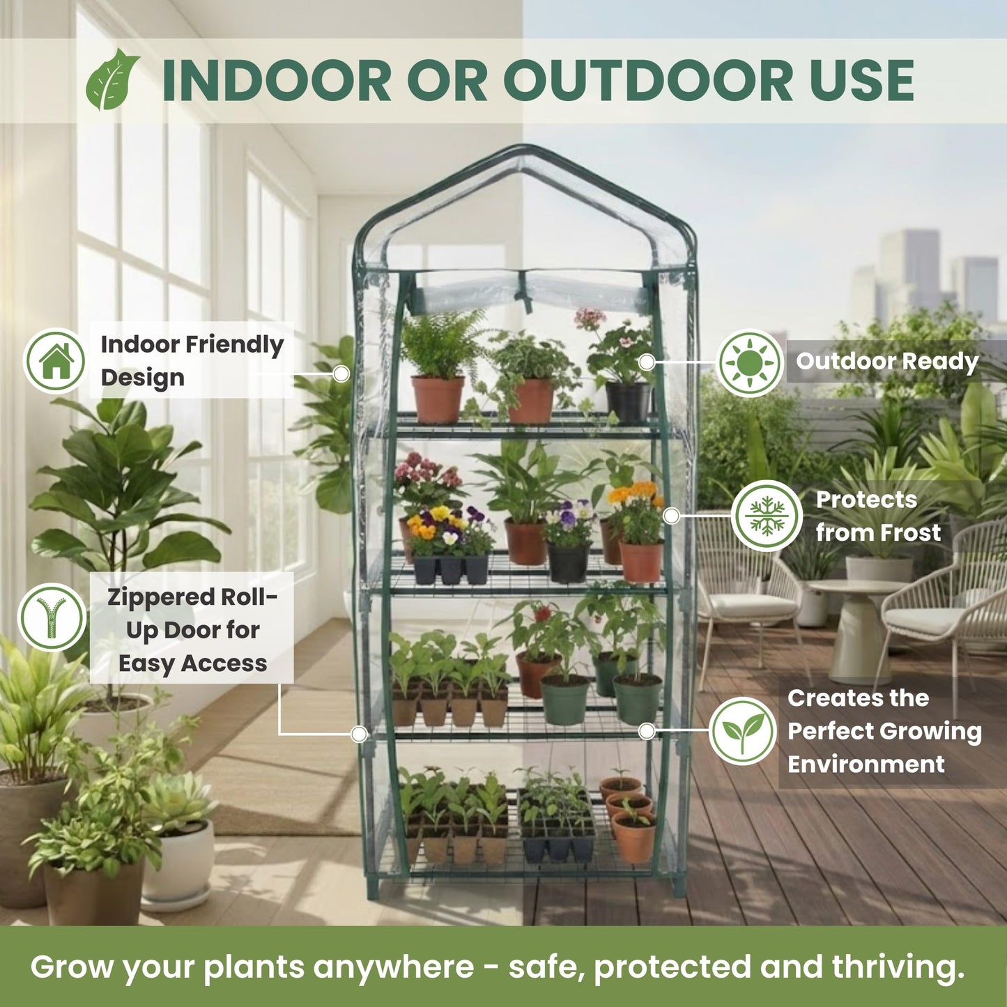 4 Tier Mini Greenhouse - Portable Greenhouse with Rust-Resistant Frame and PVC Cover for Indoor/Outdoor - 27.5x19x63-Inch Green House by Pure Garden