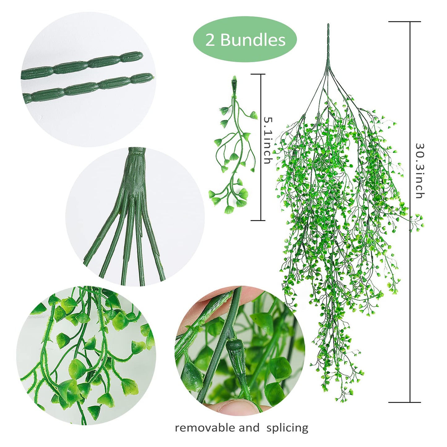 RECUTMS 4Pcs Artificial Hanging Plants Faux Hanging Greenery Ivy Decor Artificial Hanging Vines Plastic Plants for Indoor Outdoor Wall Home Garden Wedding Party Decor(Green 4P)