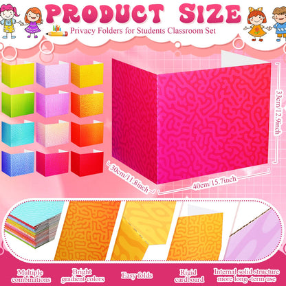 SATINIOR 24 Pcs Privacy Folders for Students, Desk Dividers for Classroom Testing, Student Privacy Boards Classroom Must Have, School Teacher Supplies(Swirl Style,Colorful)