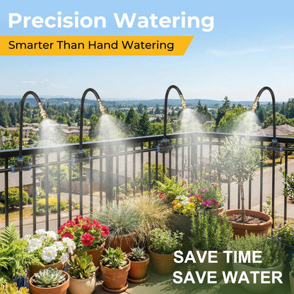 Drip Irrigation Kit for Garden 30FT, 360° Adjustable Watering System with 1/4" Tubing, Brass Misting Nozzles, DIY Micro Irrigation System for Potted Plants, Patio, Greenhouse