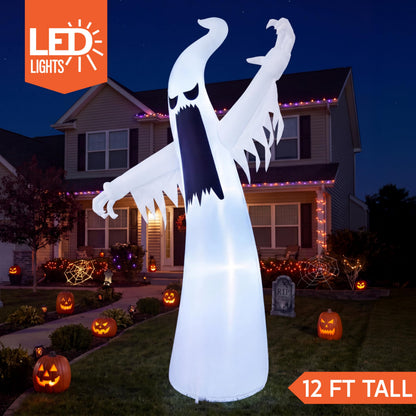 Joiedomi 12 FT Halloween Inflatables Outdoor Decorations, Scary Ghost Halloween Decor, Inflatable Ghost Blow Ups for Yard with LEDs for Outside Yard Decorations