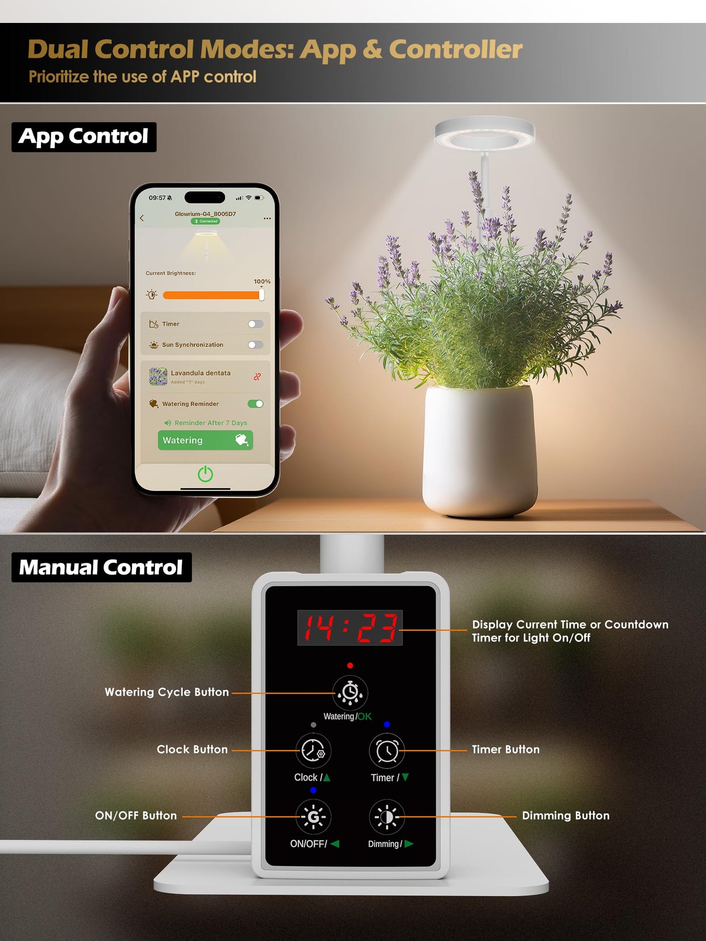 Smart Grow Lights for Indoor Plants, Plant Light with Auto-Timer, Full Spectrum LED Grow Light, Adjustable Height & Stepless Dimming,Plant Assistant Suitable for Most Plants (White-1)