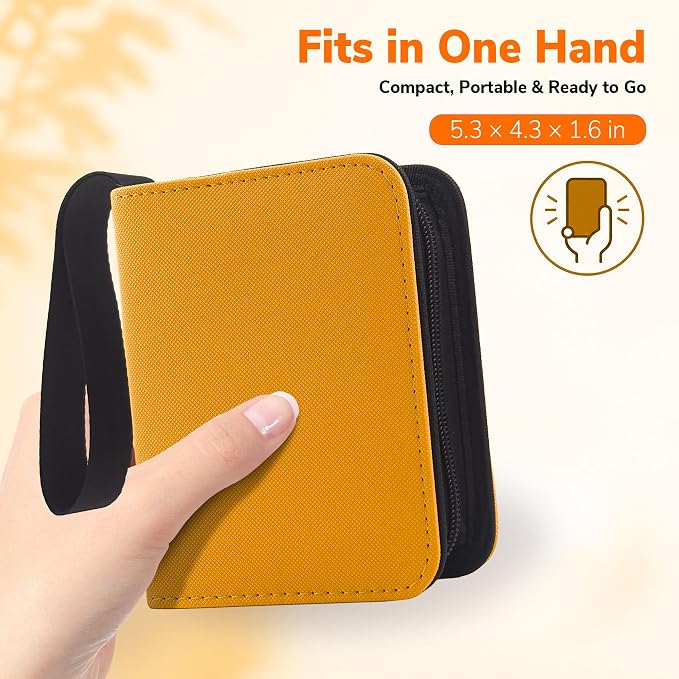 1 Pocket Card Binder with Zipper, 100 Pockets Mini Trading Card Album, Premium PU Leather Single Card Binder, Small Display Folder for TCG & Sports Cards