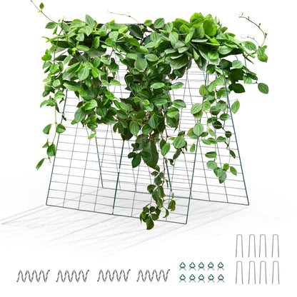FazCo – Cucumber Trellis for Garden Raised Bed - 48" by 34" Outdoor Foldable Pea Trellis - A Frame Panel for Climbing Plants Vegetables Vines with Plant Support Clips & Staple Pins