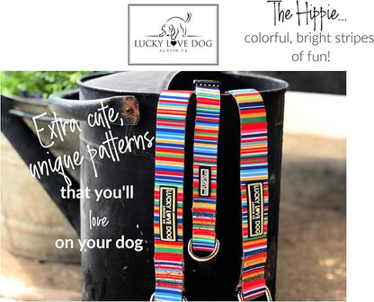Lucky Love Dog - Easy Click Buckle Dog Collar with Leash Set Combo, Durable & Comfortable for Male & Female Dogs, Pet Collar for Small Dogs, Secure Fit - Hippie Combo, Small