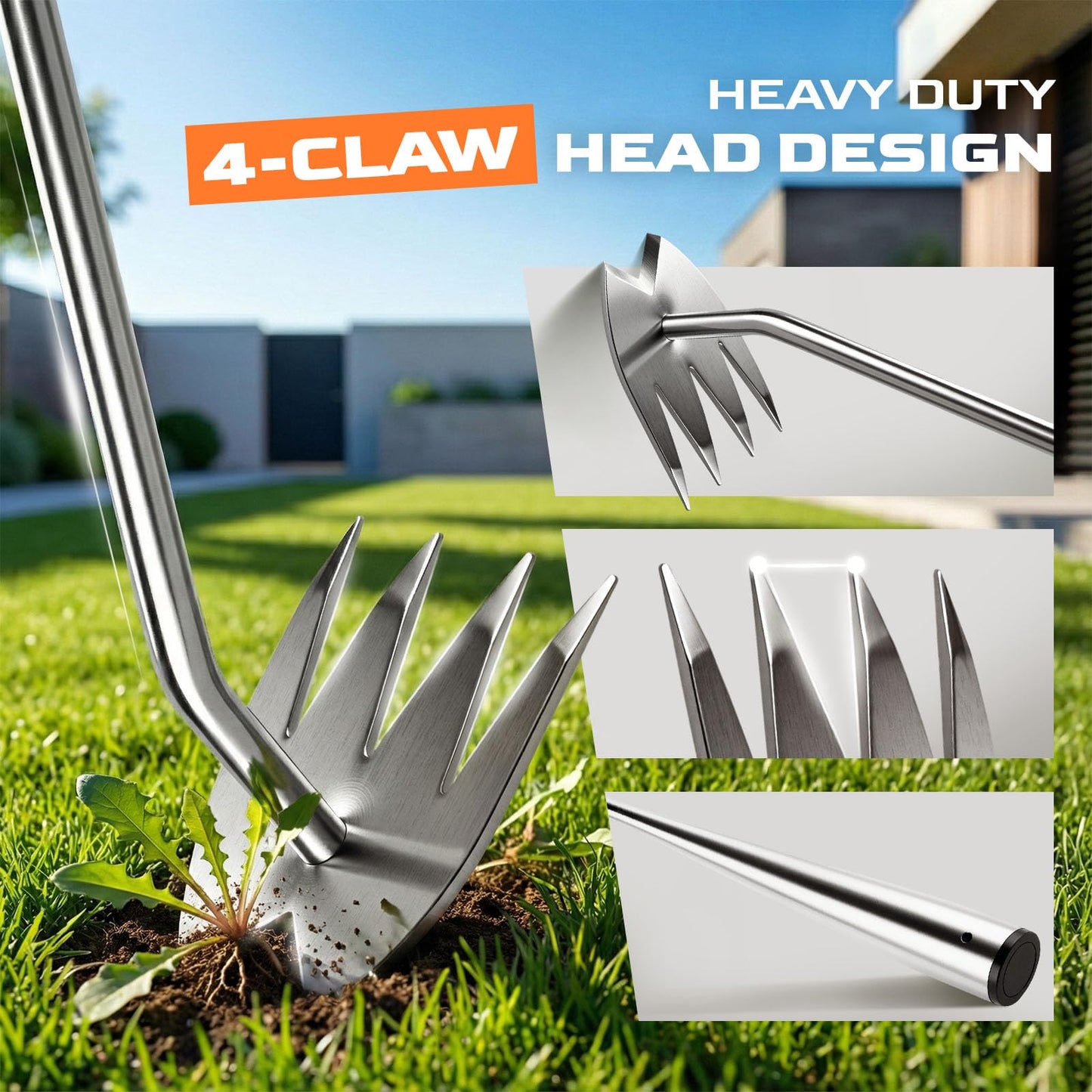 LOOHOI Garden Hand Weeder Tool, Heavy-Duty Stainless Steel Weeding Tool for Deep Root Removal, Portable Garden Weed Removal Tool for Lawn, Flower Beds & Yard