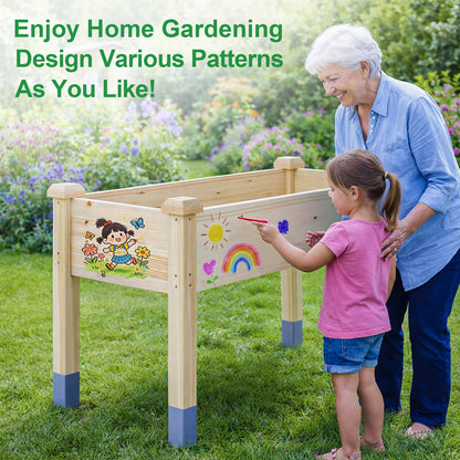 MIXC 331 lb Capacity Wooden Raised Garden Bed with Legs, 48x24x31 in. Elevated Reinforced Large Planter Box for Vegetable Flower Herb Outdoors - Beam and Column Structure - Unmatched Strength Outlast