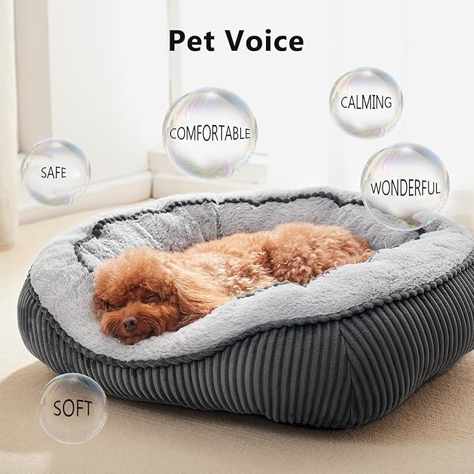 Dog Beds for Small Medium Large Dogs & Cats. Washable Pet Bed, Orthopedic Dog Sofa Bed, Soft Calming Sleeping Warming Puppy Bed (Grey, Medium-(25’’x 21’’x 8’’))