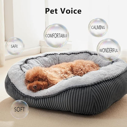 Dog Beds for Small Medium Large Dogs & Cats. Washable Pet Bed, Orthopedic Dog Sofa Bed, Soft Calming Sleeping Warming Puppy Bed (Grey, Medium-(25’’x 21’’x 8’’))