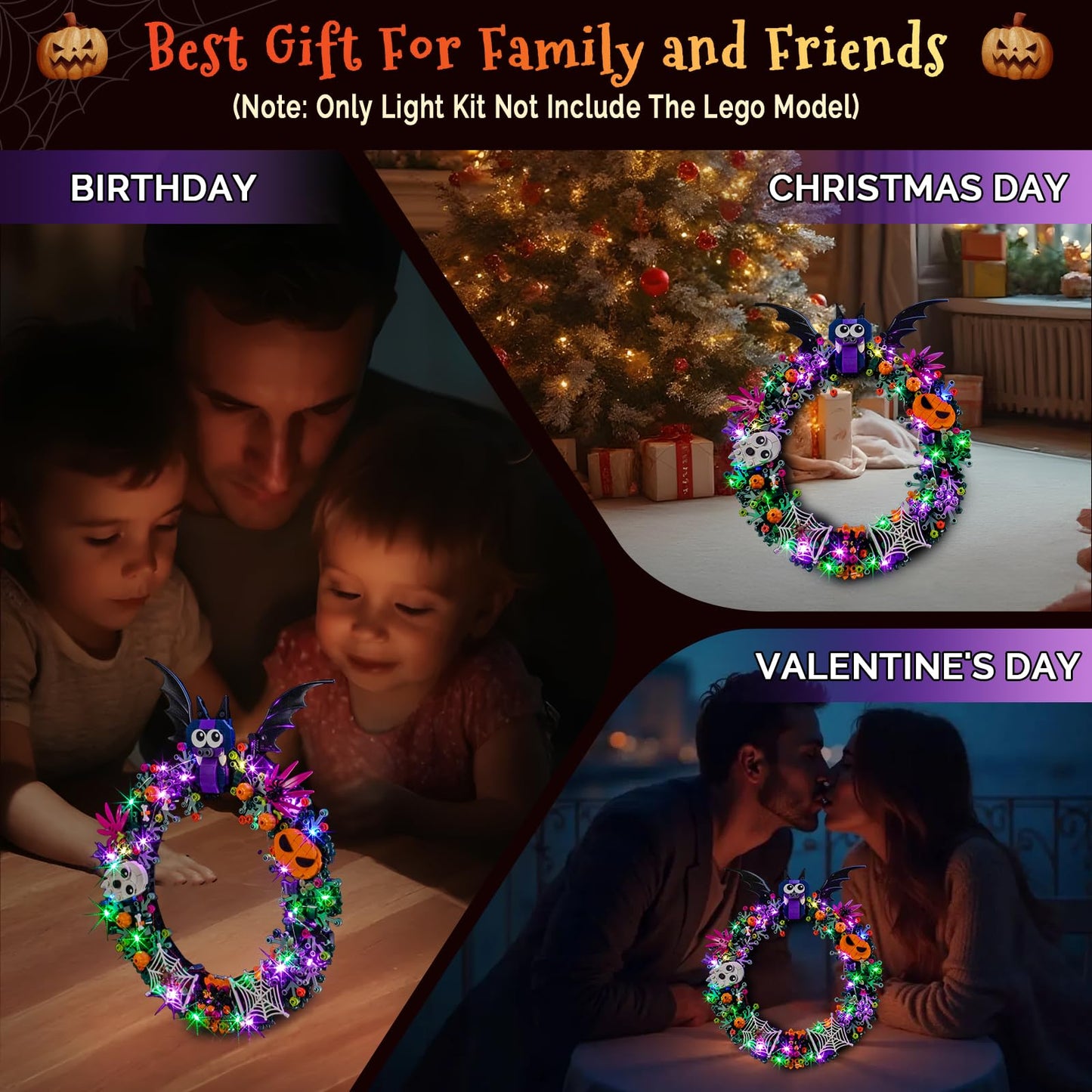 Hilighting Upgraded Led Light Kit Compatible with Lego Halloween Wreath Building Set, Lights Decoration Compatible with Lego 40825 (Model Not Included)
