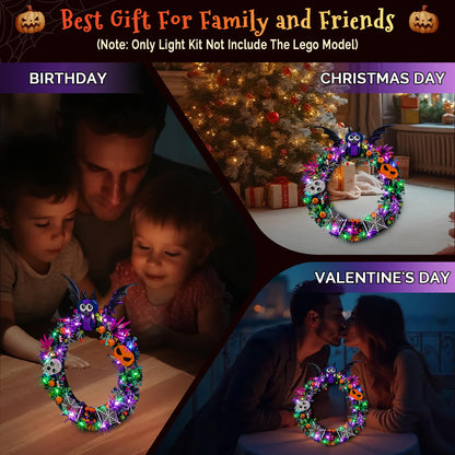 Hilighting Upgraded Led Light Kit Compatible with Lego Halloween Wreath Building Set, Lights Decoration Compatible with Lego 40825 (Model Not Included)