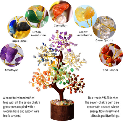 Crystal Tree of Life 7 Chakra Healing Crystals Trees for Home Decor, Office Desk Decor Artificial Bonsai Tree for Positive Energy, Money, Good Luck Birthday Gifts for Women, Mom