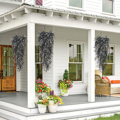 RECUTMS Artificial Hanging Plants 4 Pcs Fake Ferns Artificial Plants Large Faux Hanging Plant Wall Plants Fake Ivy Room Home Garden Wedding Halloween Party Indoor Outdoor Decor(Black White)