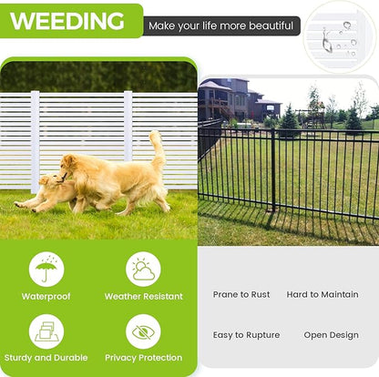 48" W X 48" H Air Conditioner Fence Trash Can Fence 48" W X 48" H Pool Equipment Enclosure Vinyl Privacy Fence Outdoor No Dig Privacy Fence 2 Panels with Metal Stake, White