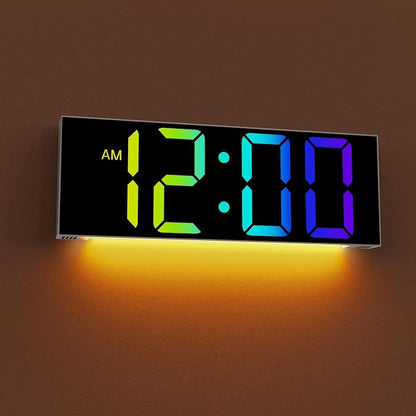 JALL 12" Large Digital Wall Clock, Big LED Number Dispaly, RGB Colors, DST, Night Light for Classroom Living Room Bedroom Mounted Birthday Xmas Gift for Senior, Mem Womem (A White Shell, 12 inches)