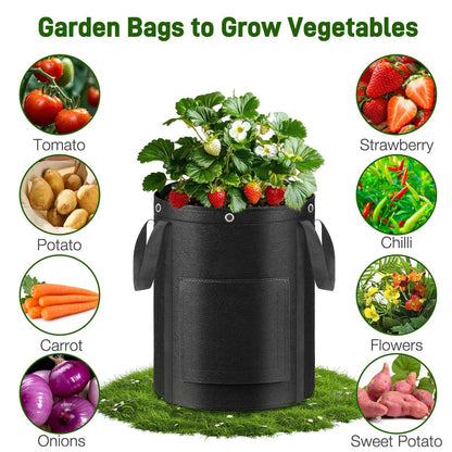 4 Pack Potato Grow Bags 10 Gallon with Harvest & Visible Window Thickened Garden Bags to Grow Vegetables with Handles & Metal Grommets for LST, Fabric Pots for Growing Carrots, Tomatoes, Onions