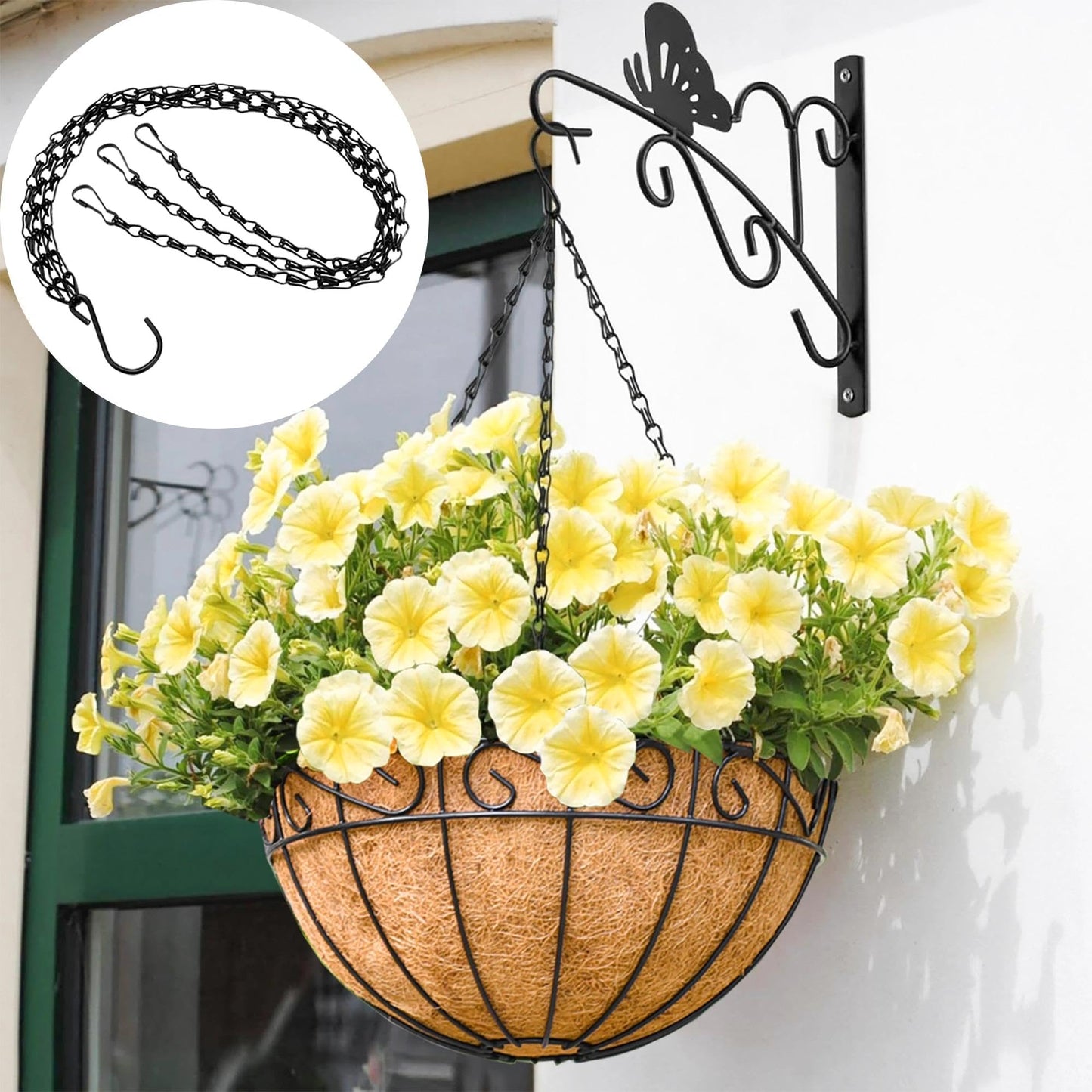 XXFBJNMD 8 Pcs Hanging Chain 21.6 Inches Black Hanging Plant Chain and Hooks 3-Point Basket Replacement Chain for Planters, Bird Feeders, Lantern, Lamp