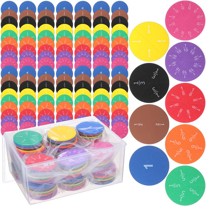 Sayglossy 15 Sets Fraction Circles Fraction Manipulatives for Preschool Elementary School Educational Math Learning Manipulatives for Teacher Bulk with Storage Box