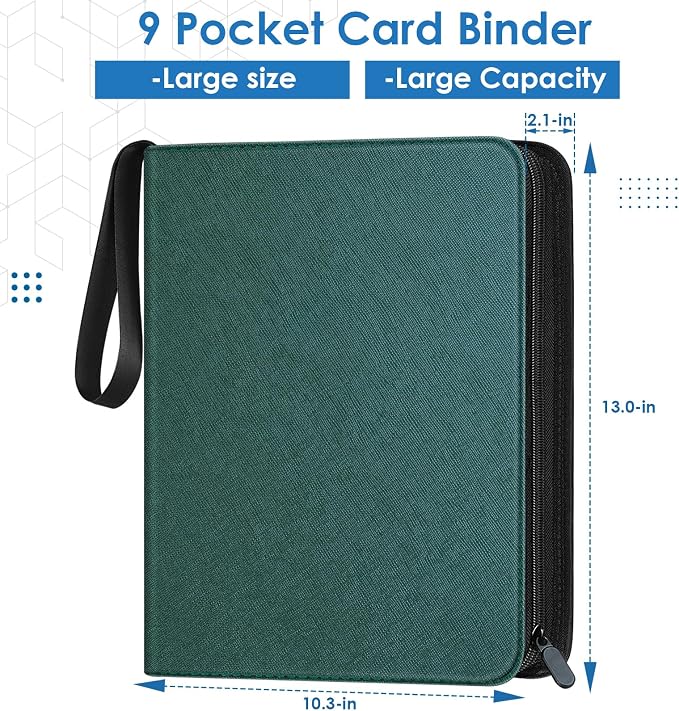 Homthy 900 Pockets Card Binder, Trading Card 9 Pocket Durable Card Holder Album, Baseball Card Protectors for Yugioh, MTC,TCG, Game Cards, Sports Cards (Cyan)