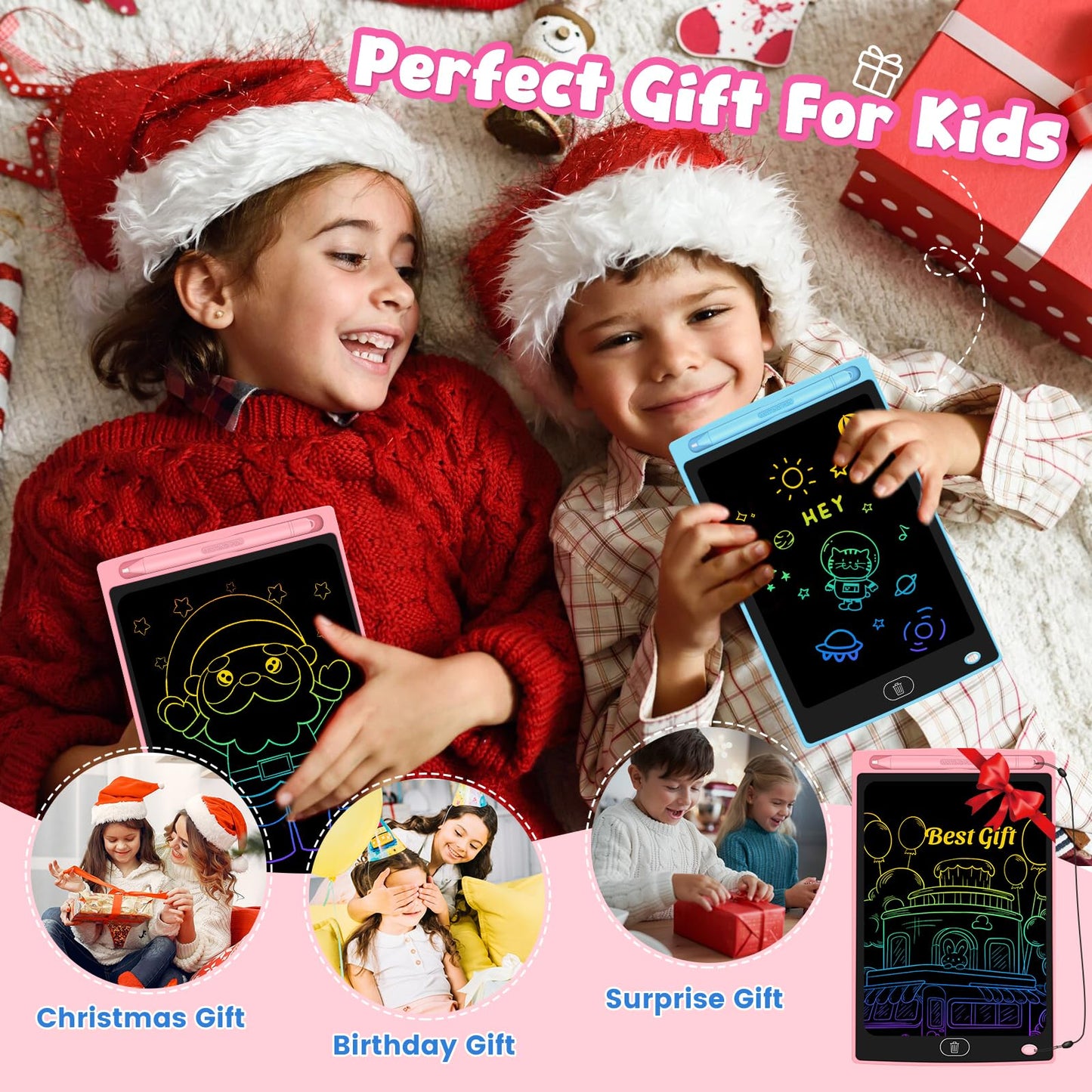 12 Pack LCD Writing Tablet for Kids - Erasable and Reusable Toddler Doodle Board in 8.5 inch, Ideal Drawing Pad for Learning Toy for Ages 3-8, Gift for Girls Boys