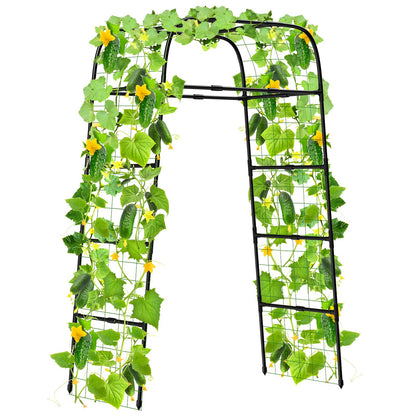 7ft Garden Arch Trellis for Climbing Plants Outdoor-Heavy Duty Metal Cucumber Trellis for Raised Beds- Tall Steel Vegetable Arbor for Climbing Vine Fruit Flower Yard Lawn Arch Tunnel Trellis