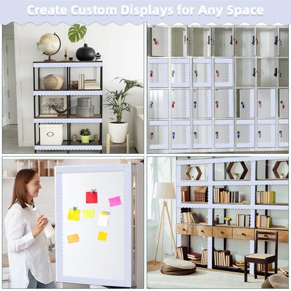 30 Pcs Magnetic Borders for Classroom Whiteboard - Light Blue Magnetic Bulletin Board Border Set - Scalloped Chalkboard Border Strips for Teachers, Parents, DIY Home,School & Office Decoration