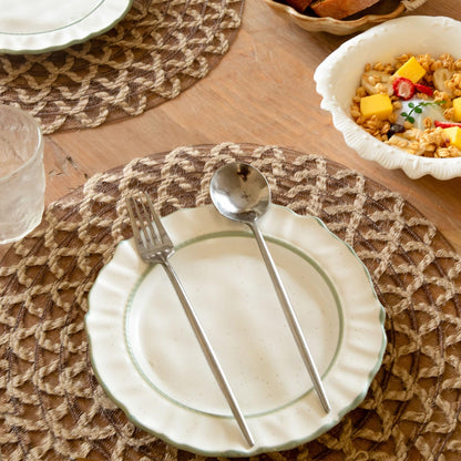 Noctiflorous Round Burlap Placemats Set of 6 Jute Rustic Place Mats for Dining Table Heat Resistant Natural Farmhouse Table Mats Decor (Jute Mesh, 6)