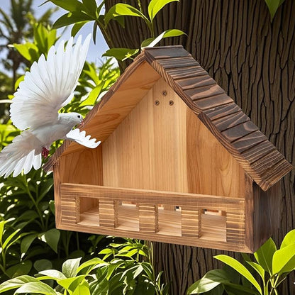 SWANGSA Mourning Dove Nesting Box, Carbonized Cedar Birdhouses for Outdoor Doves and Other Small Birds