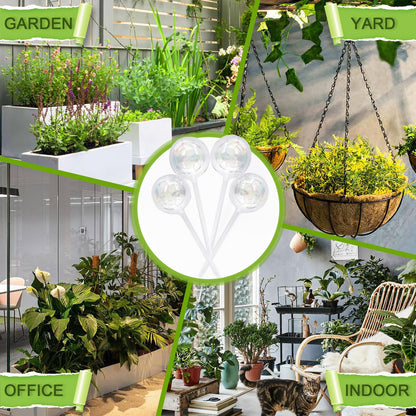 Pynqdfu 4 Pcs Plant Watering Globes,Rainbow Gradient Glass Watering Devices,Self Watering Planter Insert Plant Accessories for Indoor,Outdoor,Flowerpot,Hanging Plants,Home Garden,8.7" L×2.8" D