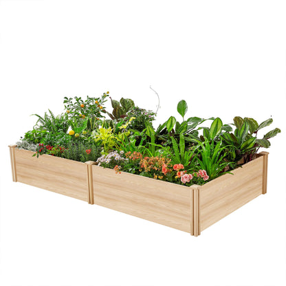 AMERLIFE 8x4 Ft Wood Raised Garden Bed, Durable 15 Inch Depth Planter Box for Vegetables, Herbs, and Flowers, Ideal for Outdoor Gardening with Open Base