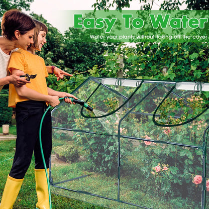 KBOROVER Mini Greenhouse for Outdoor,Portable Small Tunnel Greenhouses for Outdoors with Roll up Zipper Door for Gardening Plant,UV Waterproof Cover with 8 Ground Stakes (Clear, 71" x 36" x 36")
