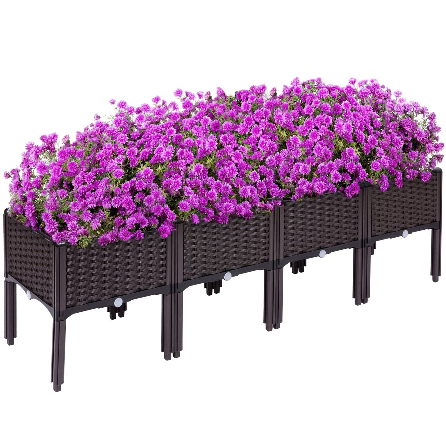 Kalolary 4 Sets Raised Garden Bed Elevated Garden Bed with Legs Patio Plant Boxes Vegetable Flowers Planting Raised Container for Indoor Outdoor Plant Fence Balcony Yard Gardening Supplies