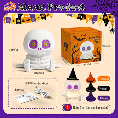 Skull Night Light for Kids Room, Skeleton Lamp,Halloween Decor Night Light