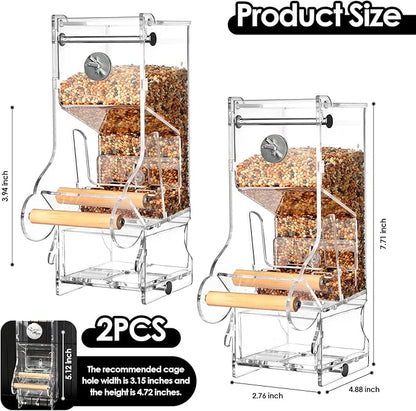 2PCS No Mess Bird Feeder, Transparent Acrylic, Reducing Waste, Suitable for Small Birds