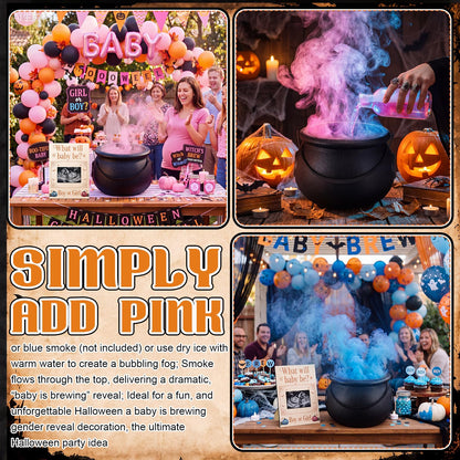 Pinkunn Halloween Black Jar Gender Reveal Games Decoration Set with Ultrasound Photo Frame Plastic Jar Witch Party Spooky What Will Baby Be Table Centerpiece Decor Theme Prop