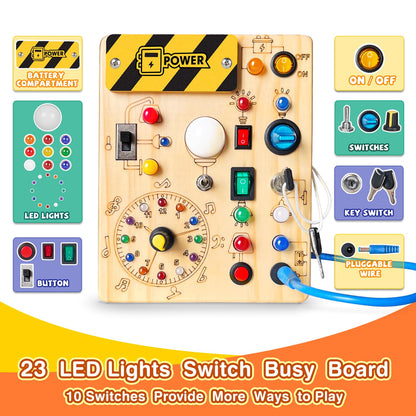 Grarain Busy Board for Toddlers - Montessori Educational Toy for 1-3 Year Old Boys & Girls | Travel-Friendly Sensory Learning Activity | Ideal for Kids with Autism(Clocks Busy Board)
