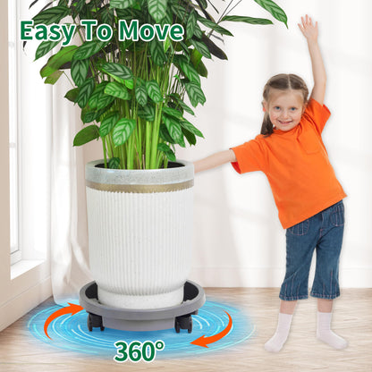 ORIMERC 3 Pack Plant Caddy with Wheels Heavy Duty 12 inch Plant Saucer Self-watering Design, Movable Wheeled Round Planter Stand Coaster Trolley, Flower Pot Dolly Rack Tray on Rolling Caster Roller Indoor Outdoor