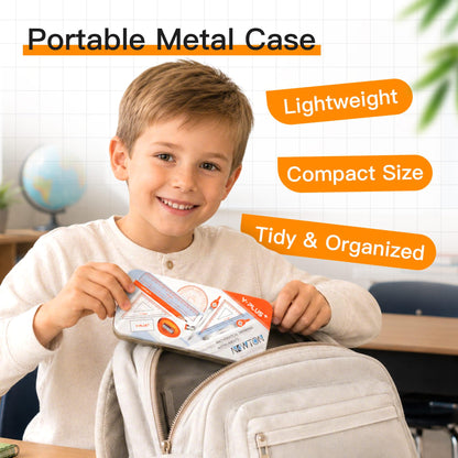 YPLUS Geometry Set for Students, Math Compass and Protractor Kit, School Supplies with Metal Tools, Formula Card and Storage Case, 11 Pcs Basic Geometry Set