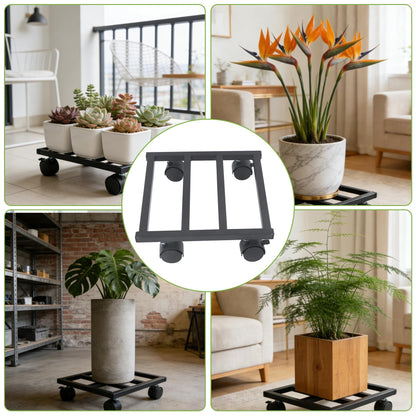 HOSTIC 3 Packs 10in Plant Caddy with Lockable Wheels Large Metal Plant Caddy Square Planter Dolly Pot Mover Rollers Indoor Outdoor Plant, Capacity for 150 Pounds of Flower Pots Black
