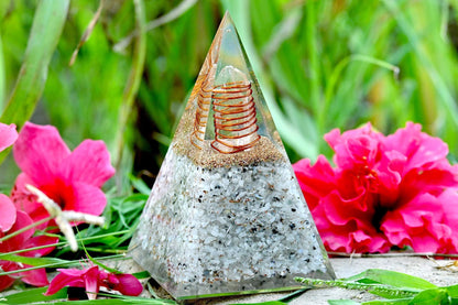 Wholesalegemshop New Inspirational Rainbow Moonstone Orgone Pyramid for Healing Crystal Gemstone Pyramid - Strength - Reiki - Yoga - Meditation
