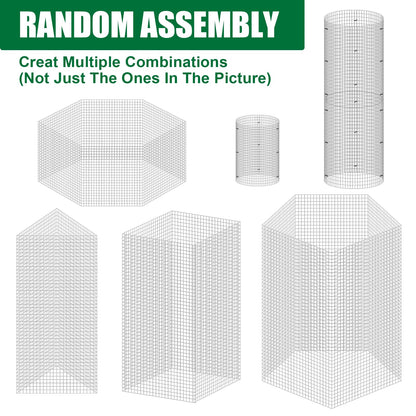 30Pcs Garden Plant Protector Cage 12''x12'', 10 Set Metal Wire Protectors for Plants, Protection Cages with Stakes Nylon Ties, Animals Barrier to Keep Chicken Rabbit Away from Plants Flower Vegetables