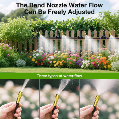 MIXC 1/4" Drip Irrigation System, Adjustable Copper Nozzles (7.8ft Rod Length, 12pcs nozzles and connectors,NO Water Pipe)
